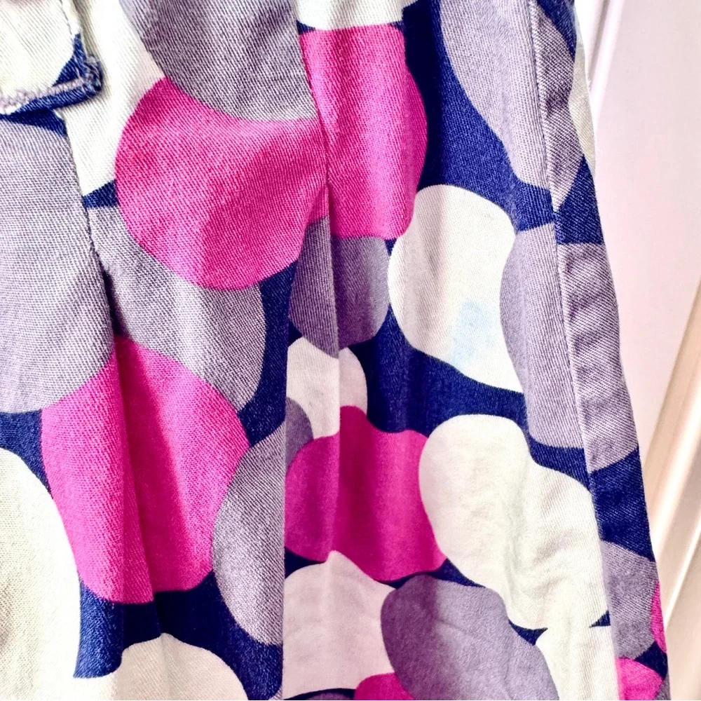 Mini Boden‎ Girls Pink Purple Polka Dot Pleated Skirt 7-8Y Adjustable Waist